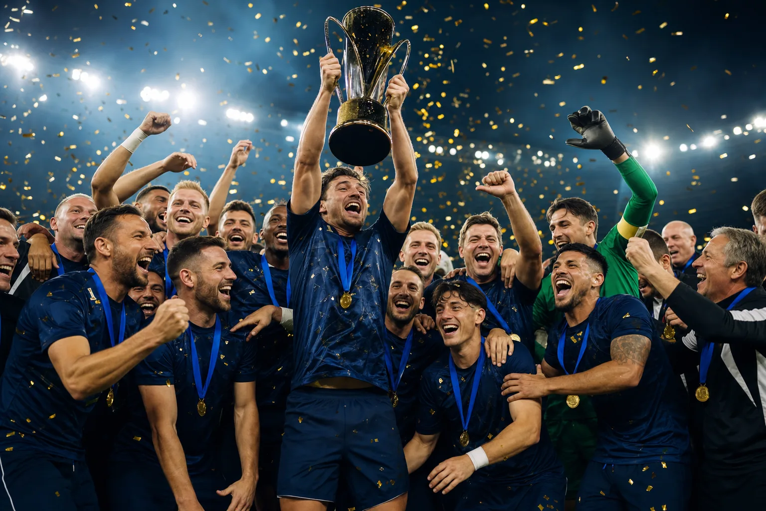 Team trophy celebration